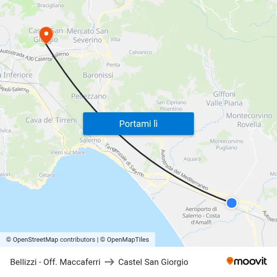Bellizzi - Off. Maccaferri to Castel San Giorgio map