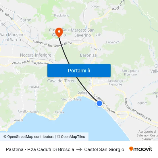 Pastena - P.za Caduti Di Brescia to Castel San Giorgio map