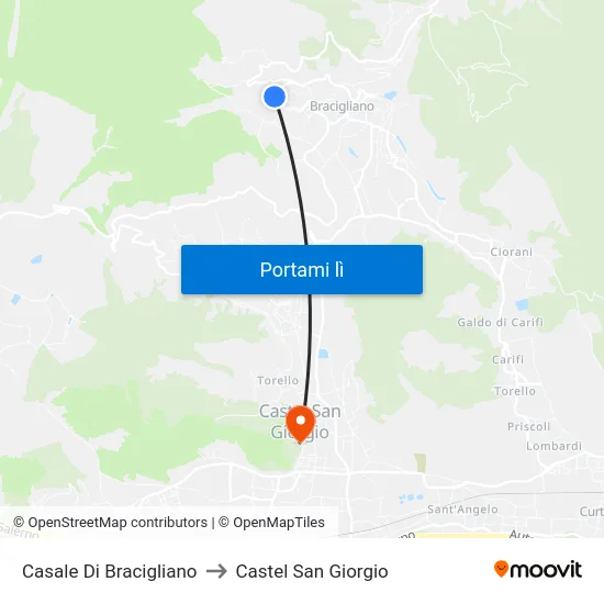 Casale Di Bracigliano to Castel San Giorgio map