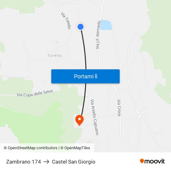 Zambrano 174 to Castel San Giorgio map