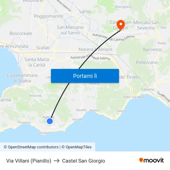 Via Villani (Pianillo) to Castel San Giorgio map