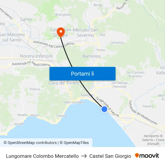 Lungomare Colombo Mercatello to Castel San Giorgio map