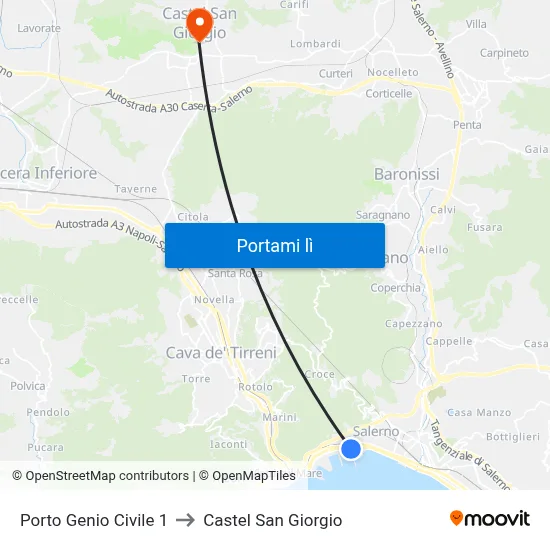 Porto Genio Civile 1 to Castel San Giorgio map