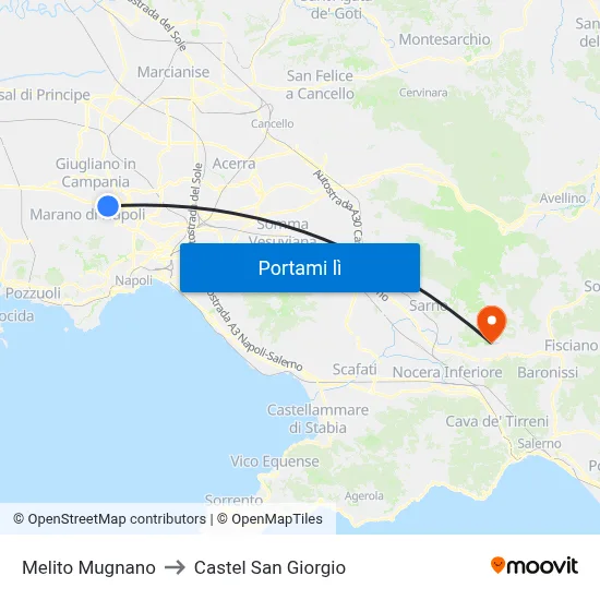 Melito Mugnano to Castel San Giorgio map