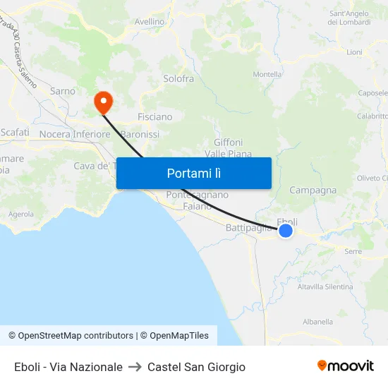 Eboli - Via Nazionale to Castel San Giorgio map