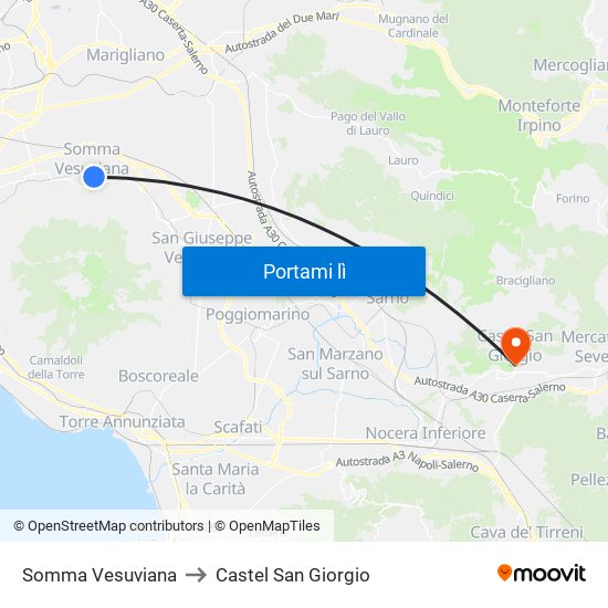 Somma Vesuviana to Castel San Giorgio map