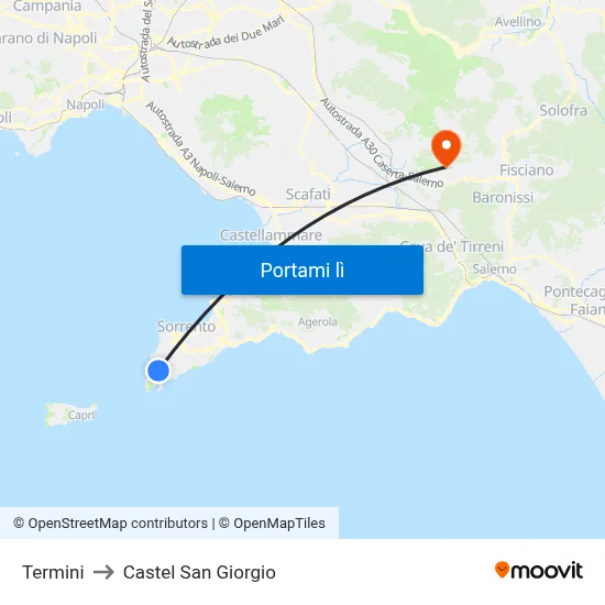 Termini to Castel San Giorgio map