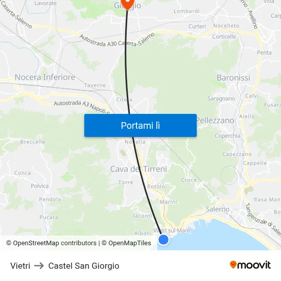 Vietri to Castel San Giorgio map