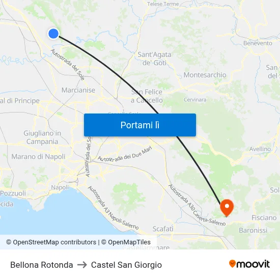 Bellona Rotonda to Castel San Giorgio map