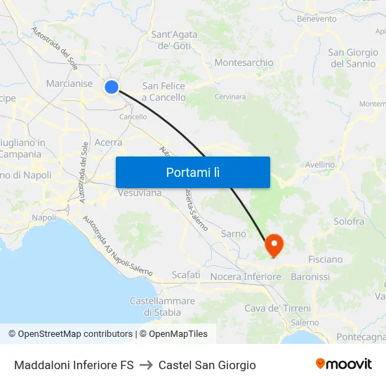 Maddaloni Inferiore FS to Castel San Giorgio map