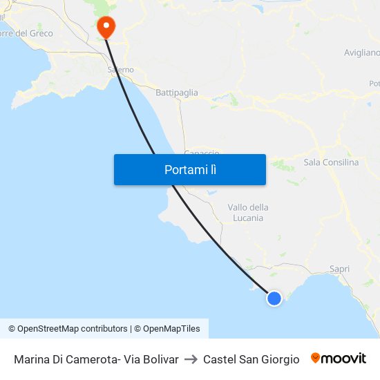 Marina Di Camerota- Via Bolivar to Castel San Giorgio map
