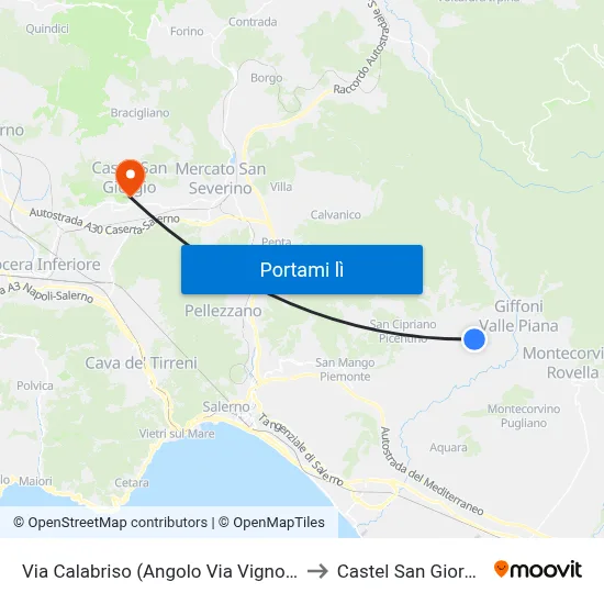 Via Calabriso (Angolo Via Vignola) to Castel San Giorgio map