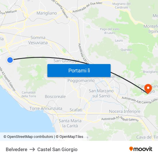 Belvedere to Castel San Giorgio map