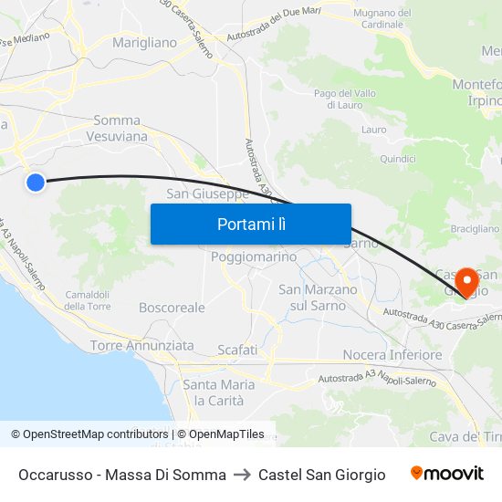 Occarusso - Massa Di Somma to Castel San Giorgio map