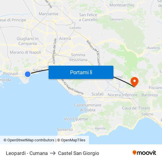 Leopardi - Cumana to Castel San Giorgio map