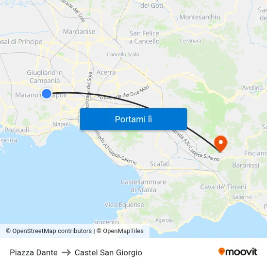 Piazza Dante to Castel San Giorgio map