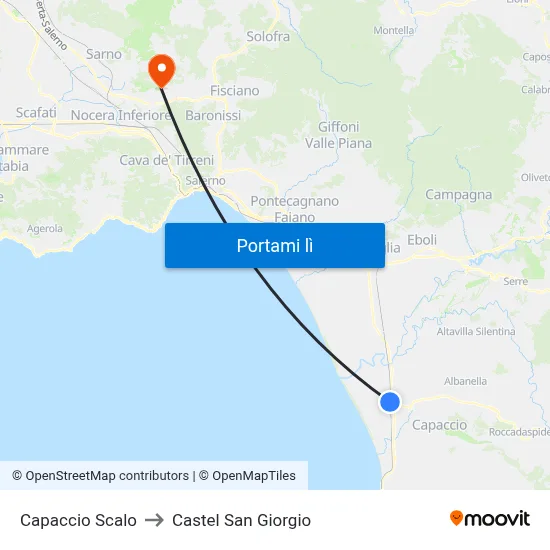 Capaccio Scalo to Castel San Giorgio map