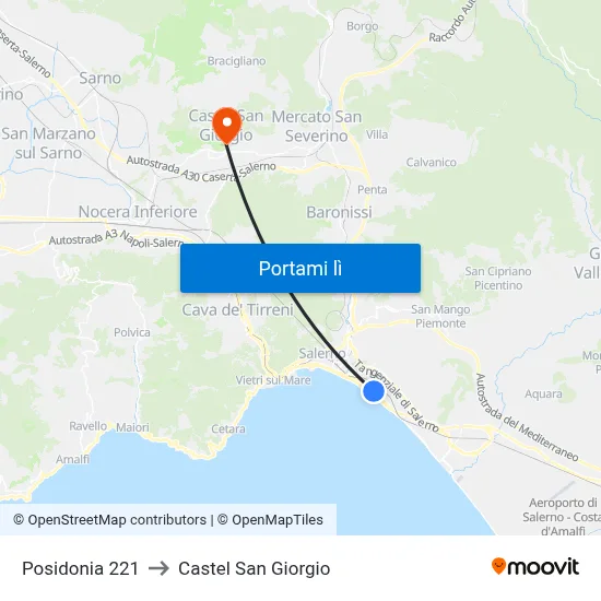 Posidonia 221 to Castel San Giorgio map