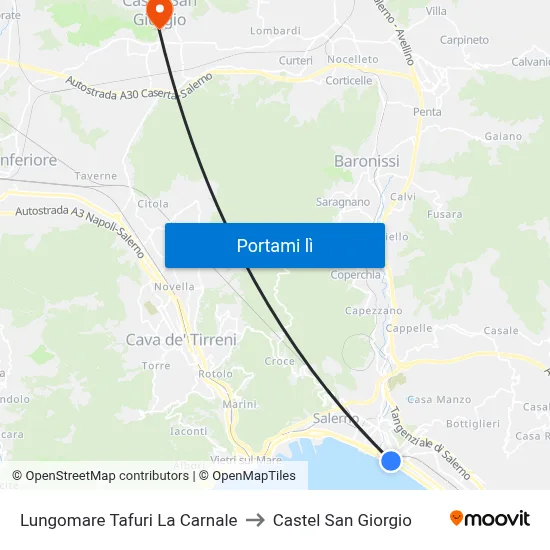 Lungomare Tafuri La Carnale to Castel San Giorgio map