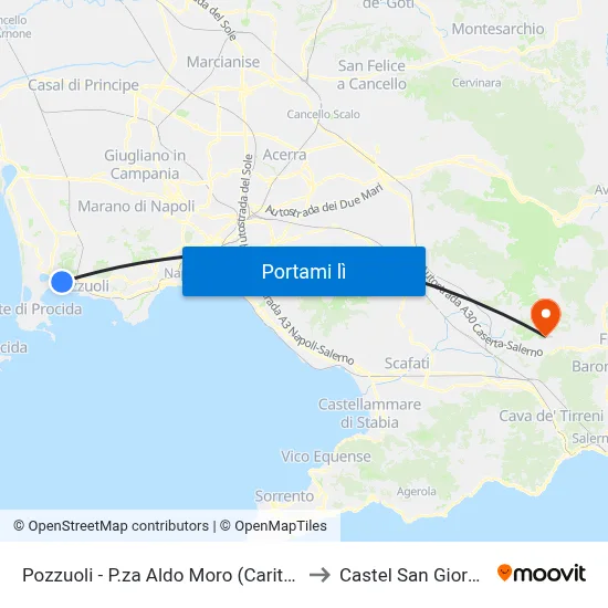 Pozzuoli - P.za Aldo Moro (Caritas) to Castel San Giorgio map