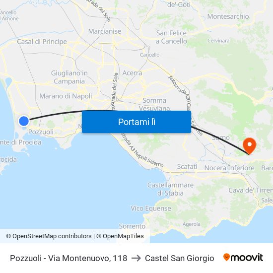 Pozzuoli - Via Montenuovo, 118 to Castel San Giorgio map