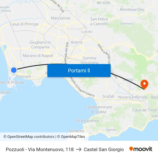 Pozzuoli - Via Montenuovo, 118 to Castel San Giorgio map