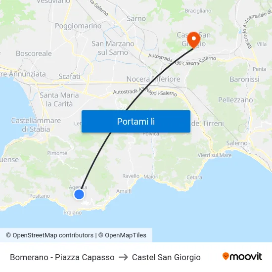 Bomerano - Piazza Capasso to Castel San Giorgio map