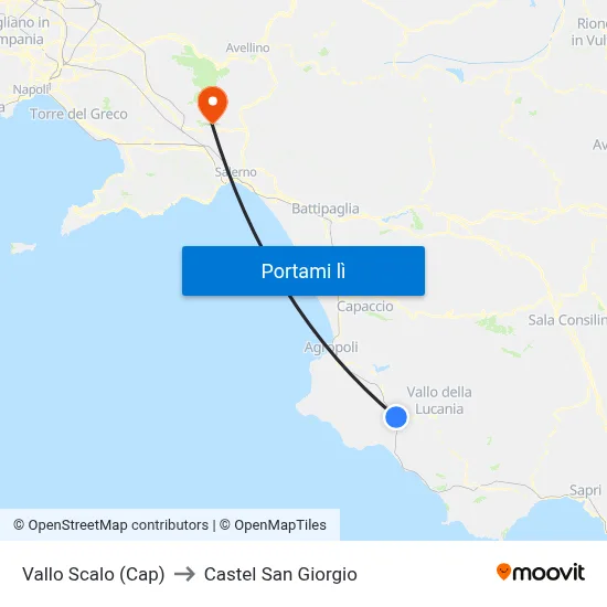 Vallo Scalo (Cap) to Castel San Giorgio map