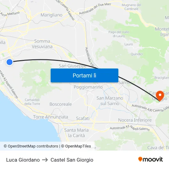 Luca Giordano to Castel San Giorgio map