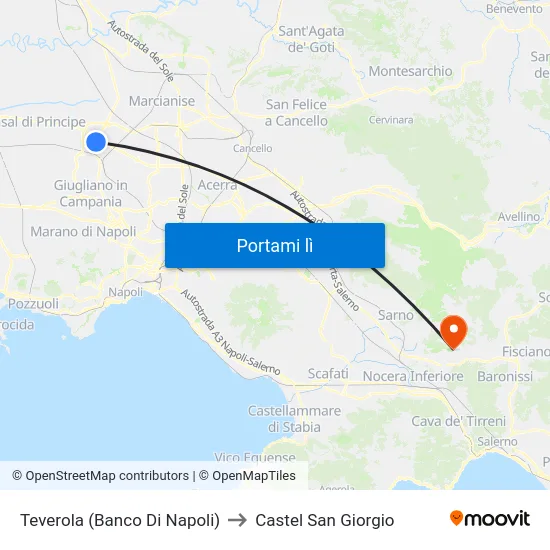 Teverola (Banco Di Napoli) to Castel San Giorgio map