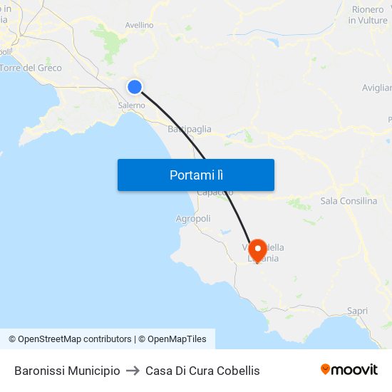 Baronissi Municipio to Casa Di Cura Cobellis map