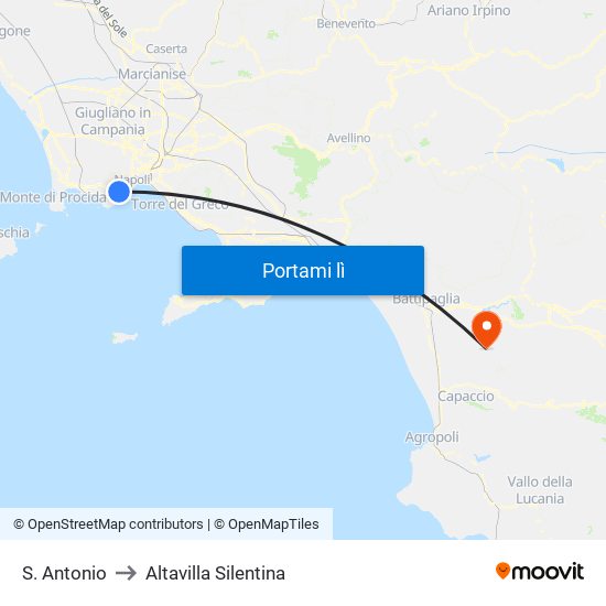 S. Antonio to Altavilla Silentina map