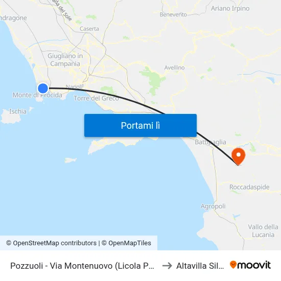 Pozzuoli - Via Montenuovo (Licola Patria - Navidad) to Altavilla Silentina map