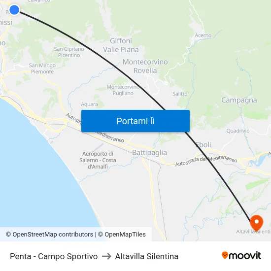 Penta - Campo Sportivo to Altavilla Silentina map