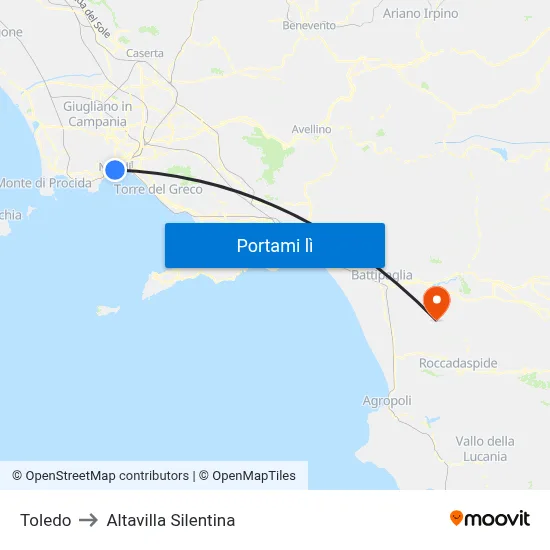 Toledo to Altavilla Silentina map