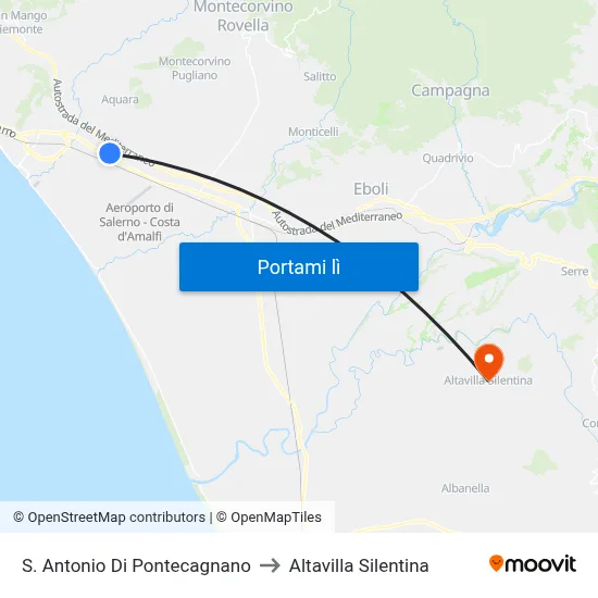 S. Antonio Di Pontecagnano to Altavilla Silentina map