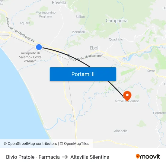 Bivio Pratole - Farmacia to Altavilla Silentina map