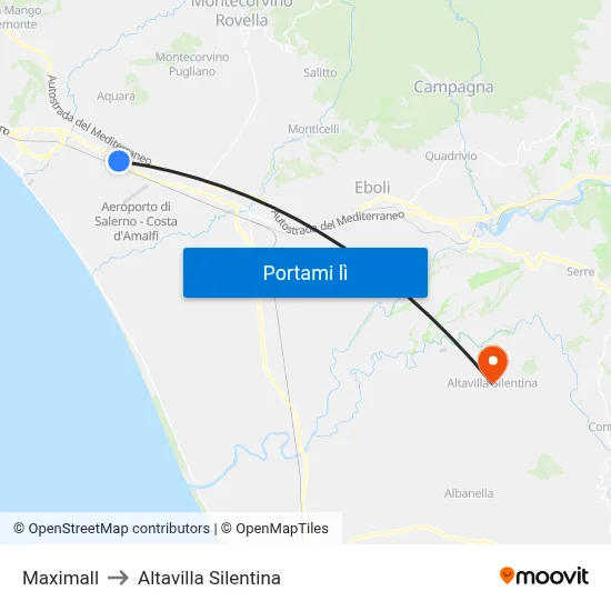 Maximall to Altavilla Silentina map