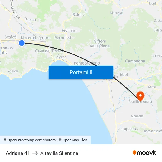 Adriana 41 to Altavilla Silentina map
