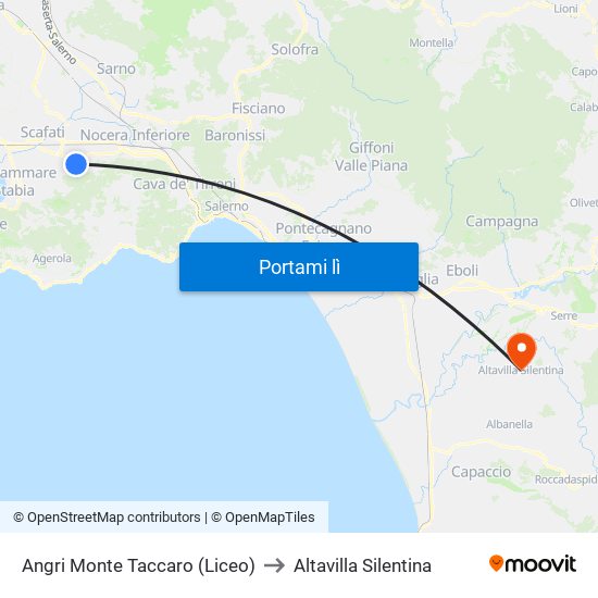 Angri Monte Taccaro (Liceo) to Altavilla Silentina map