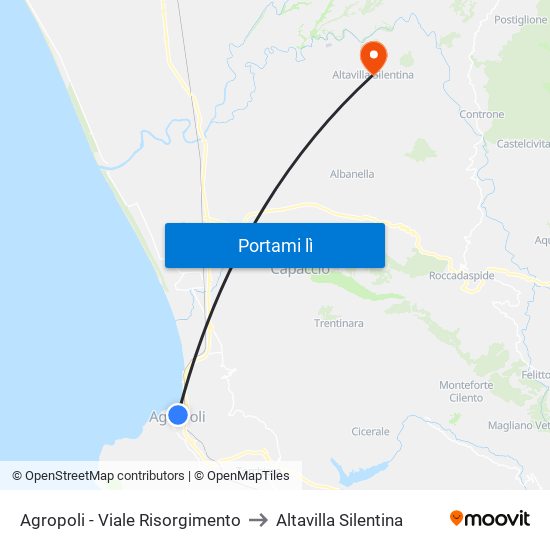 Agropoli - Viale Risorgimento to Altavilla Silentina map