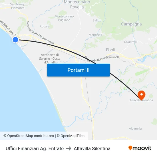 Uffici Finanziari Ag. Entrate to Altavilla Silentina map