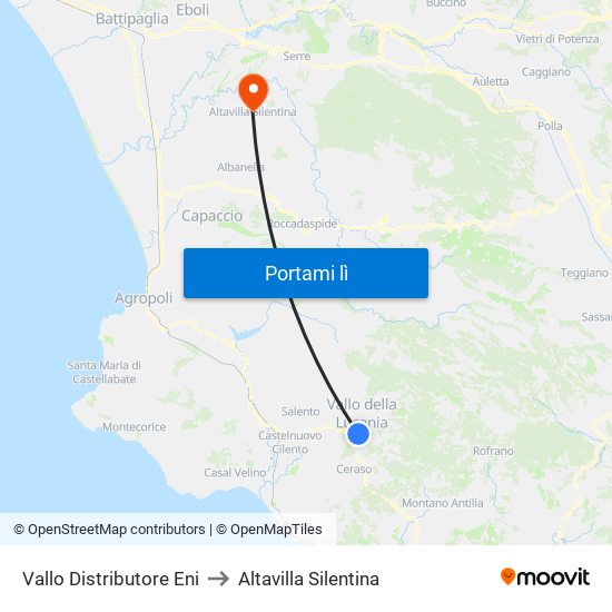 Vallo Distributore Eni to Altavilla Silentina map