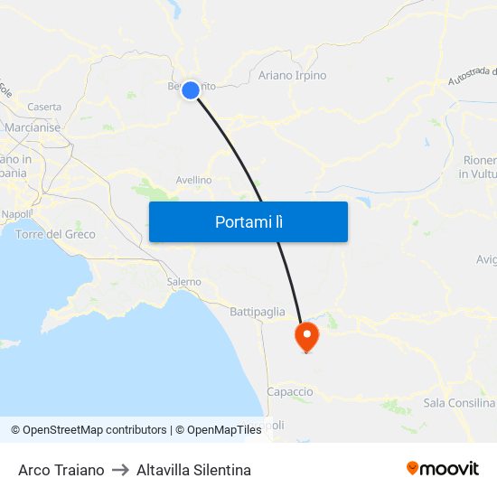 Arco Traiano to Altavilla Silentina map