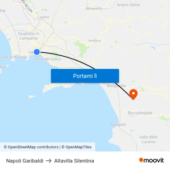 Napoli Garibaldi to Altavilla Silentina map