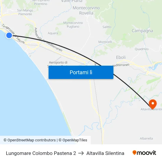 Lungomare Colombo Pastena 2 to Altavilla Silentina map