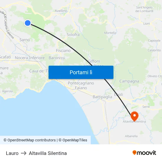 Lauro to Altavilla Silentina map