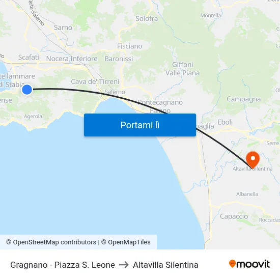 Gragnano - Piazza S. Leone to Altavilla Silentina map