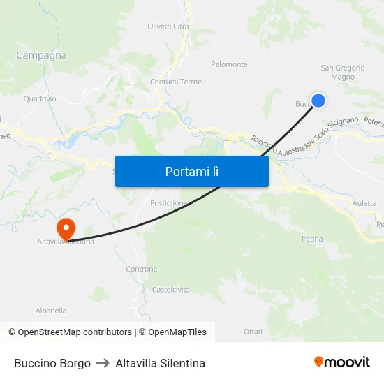 Buccino Borgo to Altavilla Silentina map