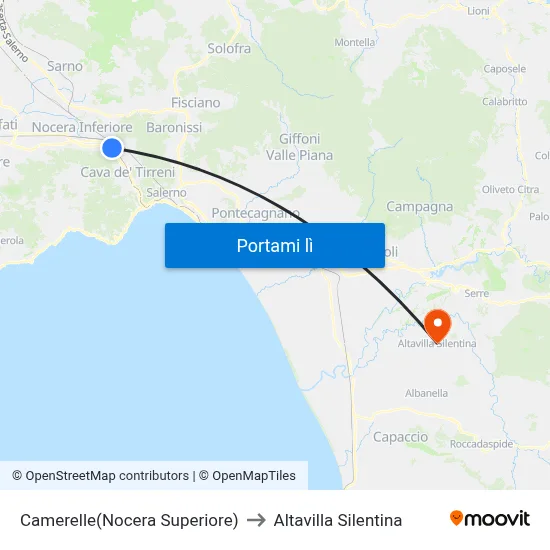 Camerelle(Nocera Superiore) to Altavilla Silentina map